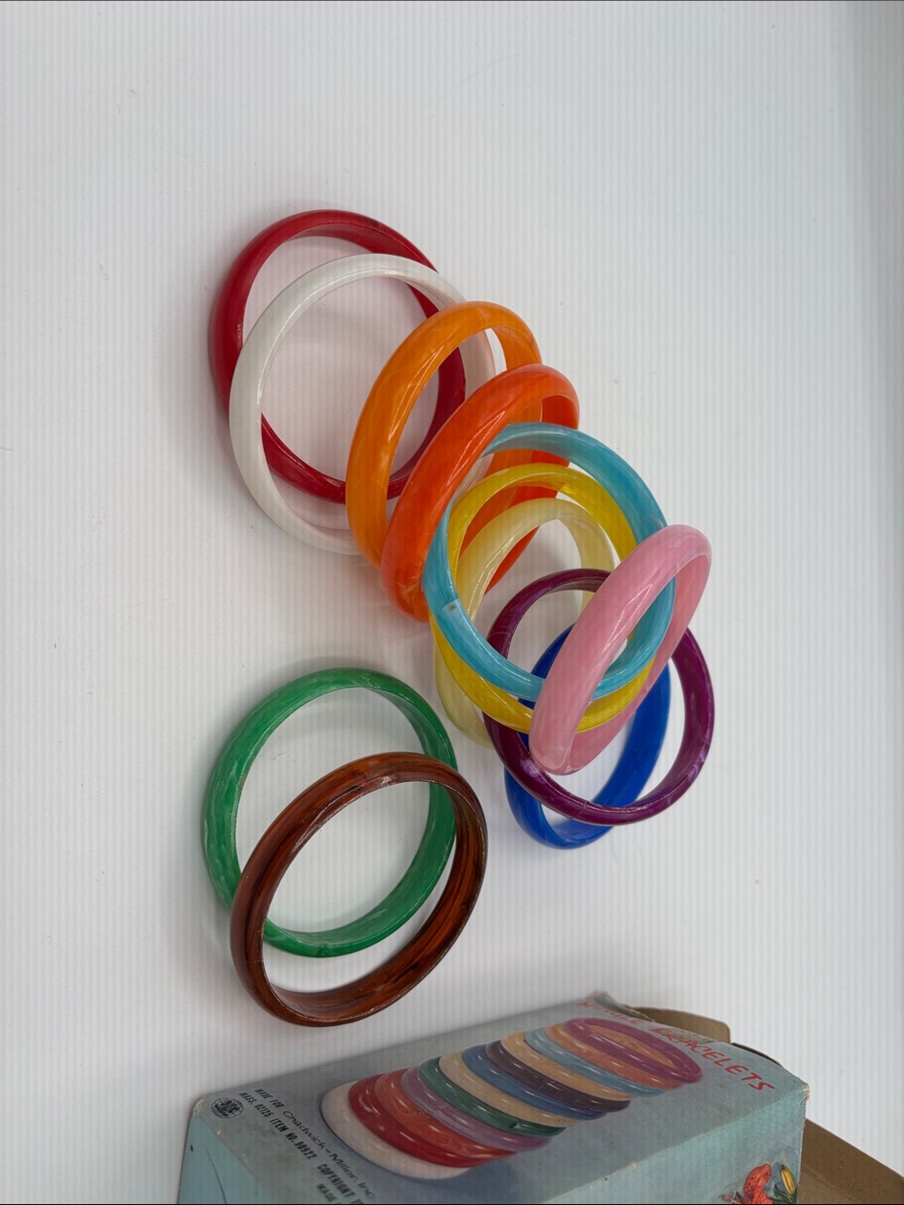 NWT Vintage Set of 12 Colorful Bangle Bracelets by CHADWICK- Miller 1970s